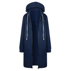 Casual oversized jacket - long hooded sweatshirt with zipper - plus sizeJackets