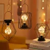 Lanterne de fer forgé Vintage - lumière de nuit - lampe de table LED