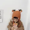 Chapeau d'hiver avec petites cornes de rennes et oreilles - chapeau tricoté pour les enfants