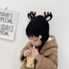 Chapeau d'hiver avec petites cornes de rennes et oreilles - chapeau tricoté pour les enfants