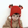 Chapeau d'hiver avec petites cornes de rennes et oreilles - chapeau tricoté pour les enfants