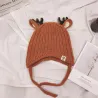Chapeau d'hiver avec petites cornes de rennes et oreilles - chapeau tricoté pour les enfants