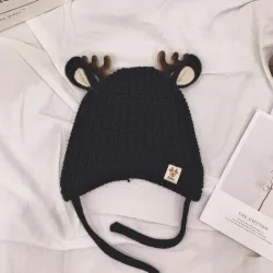Winter hat with small reindeers horns & ears - knitted hat for kidsHats & caps