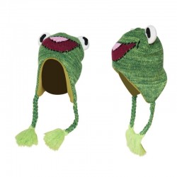 Petite grenouille - chapeau chaud pour enfants avec rabats d'oreilles & pompons